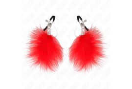 kink pinzas para pezones con pluma rojo 7 cm