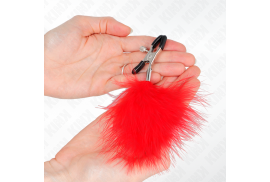 kink pinzas para pezones con pluma rojo 7 cm