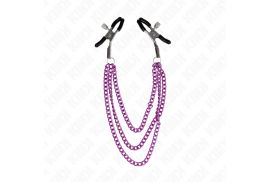 kink pinzas para pezones con triple cadena violeta 20 23 28 cm