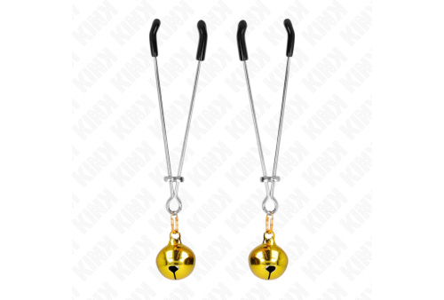 kink pinzas para pezones fina con cascabel dorado 7 cm