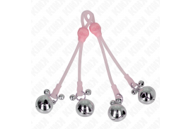 kink pinzas para pezones luminosas forma calabera con cascabel sonoro ajustable rosa plateado