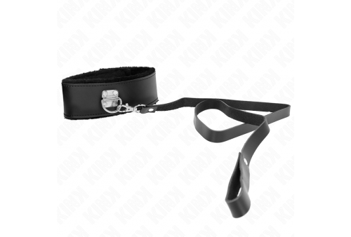 kink collar con correa 116 cm de piel negro ajustable 40 48 cm x 6 cm