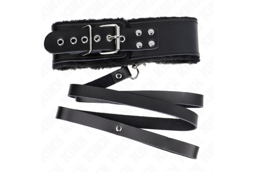 kink collar con correa 116 cm de piel negro ajustable 40 48 cm x 6 cm