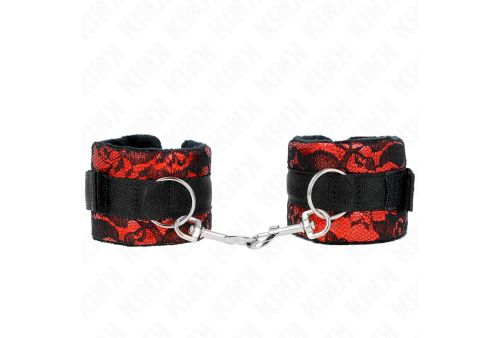 kink muñequeras cortas de encaje terciopelo y unión de nylon rojo negro 23 x 65 cm