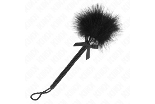 kink masajeador de cuerda de nailon con plumas para cosquillas y lazo negro 25 cm