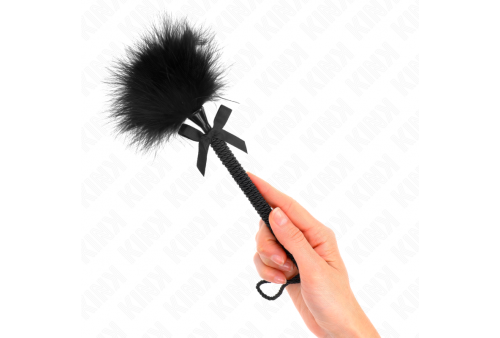 kink masajeador de cuerda de nailon con plumas para cosquillas y lazo negro 25 cm