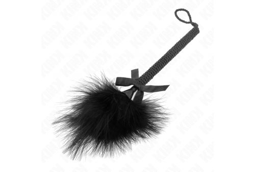 kink masajeador de cuerda de nailon con plumas para cosquillas y lazo negro 25 cm