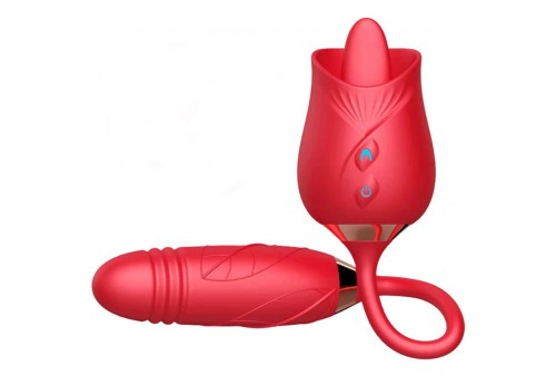 armony delight flower vibrador thrusting con lengua rojo