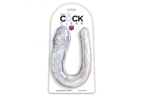 king cock double trouble dildo doble 44 cm transparente