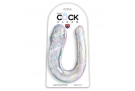 king cock double trouble dildo doble 44 cm transparente