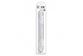 king cock double trouble dildo doble 46 cm transparente