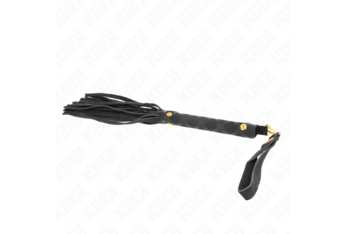 kink látigo mini piel de ante negro 30 cm