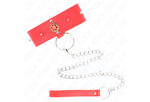 kink collar con correa 65 cm cuello de diamantes rojo ajustable 35 51 cm x 7 cm