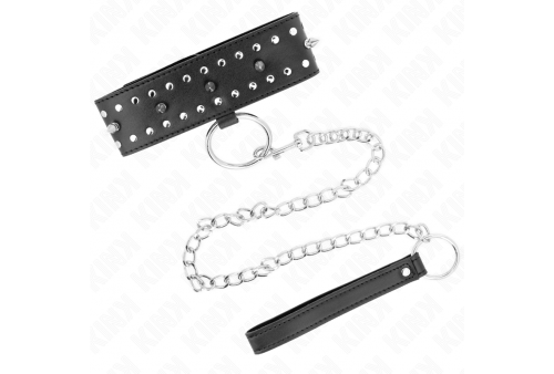 kink collar con correa 65 cm con tachuelas plateadas modelo 1 ajustable 36 43 cm x 5 cm