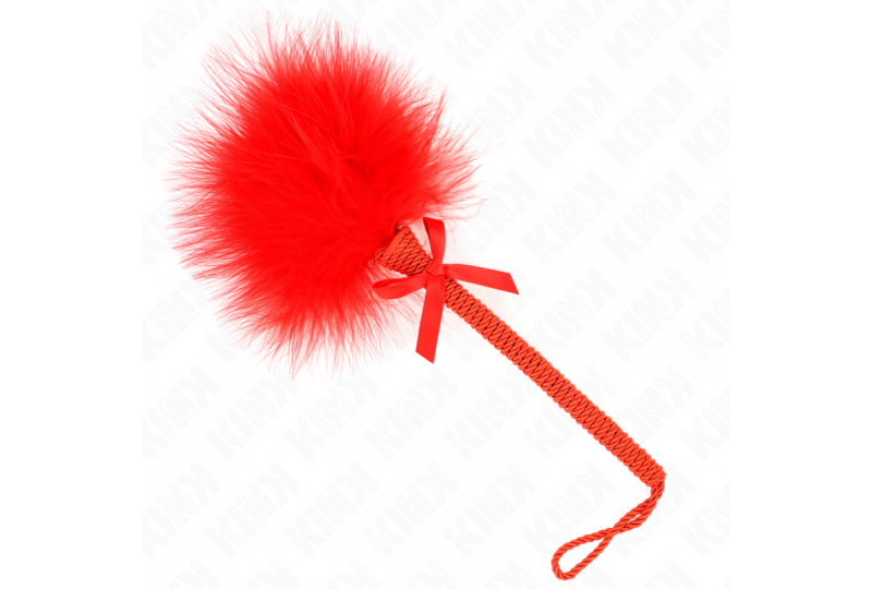 kink masajeador de cuerda de nailon con plumas para cosquillas y lazo rojo 25 cm