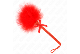 kink masajeador de cuerda de nailon con plumas para cosquillas y lazo rojo 25 cm