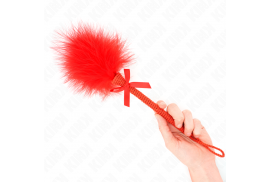 kink masajeador de cuerda de nailon con plumas para cosquillas y lazo rojo 25 cm