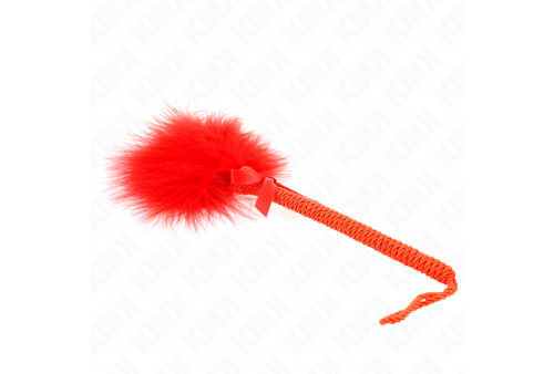 kink masajeador de cuerda de nailon con plumas para cosquillas y lazo rojo 25 cm