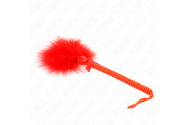 kink masajeador de cuerda de nailon con plumas para cosquillas y lazo rojo 25 cm