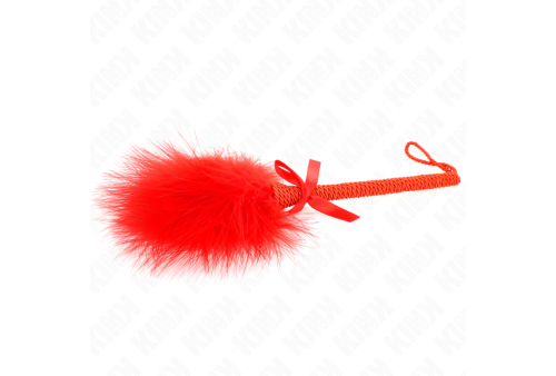 kink masajeador de cuerda de nailon con plumas para cosquillas y lazo rojo 25 cm