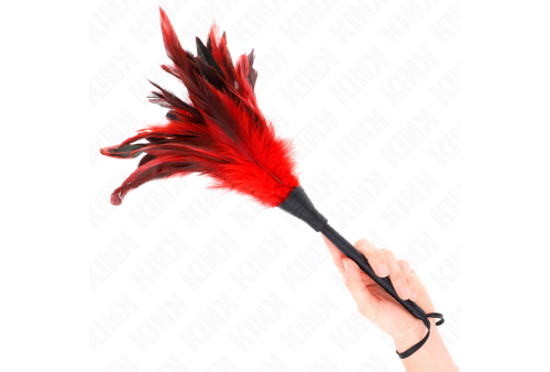 kink plumas de pollo para cosquillas con forma cuerno de criada rojo 36 cm