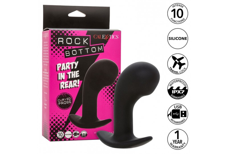 calexotics rock bottom plug anal curvado 10 vibraciones silicona negro