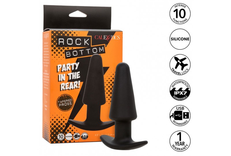 calexotics rock bottom plug anal cónico 10 vibraciones silicona negro