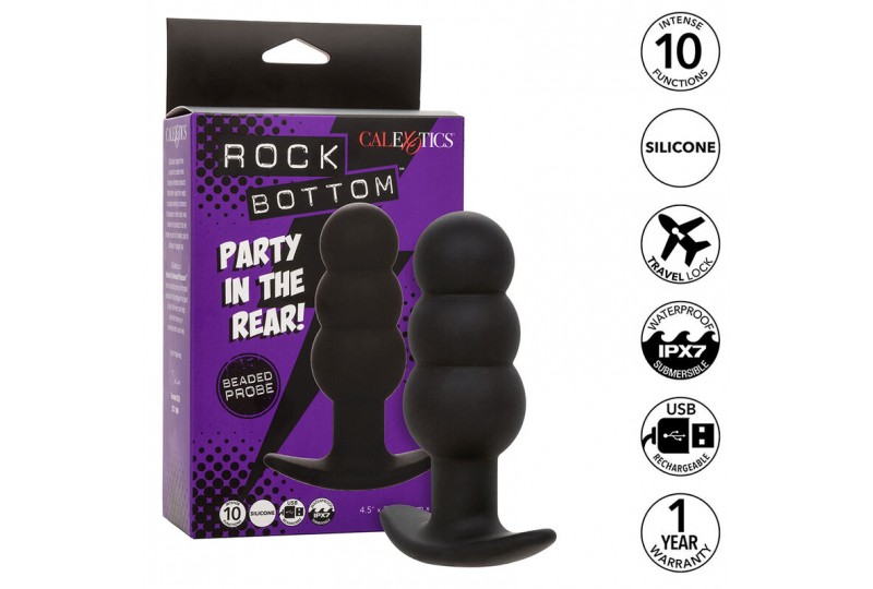 calexotics rock bottom plug anal con cuentas 10 vibraciones silicona negro