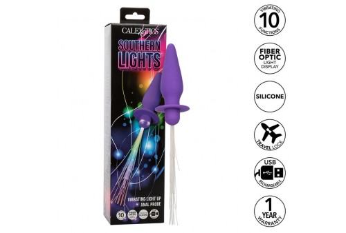 calexotics southern lights light up plug anal con luces 10 vibraciones silicona violeta