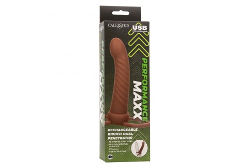 calexotics maxx doble penetrador acanalado 10 vibraciones mulato