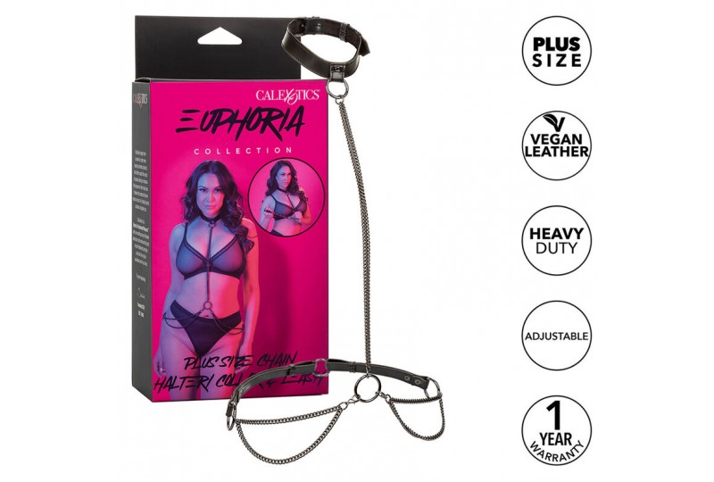 calexotics euphoria collar halter y correa con cadena talla plus