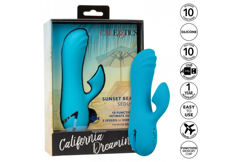 calexotics sunset beach seducer vibrador y estimulador 10 funciones azul