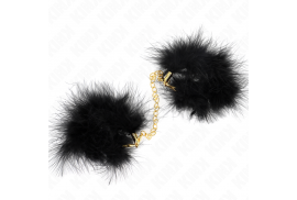 kink esposas de plumas negro con cadena dorada modelo 2