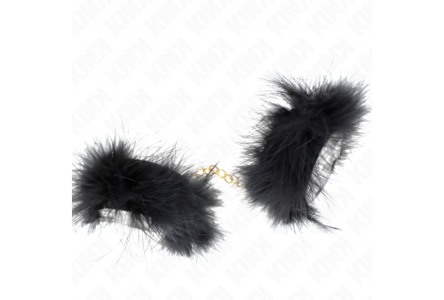 kink esposas de plumas negro con cadena dorada modelo 2