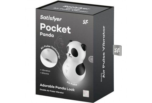 satisfyer pocket panda estimulador vibrador blanco y negro