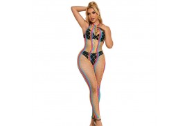 subblime 952358 bodystocking de rejilla cuello halter arcoiris talla única