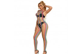 subblime 952358 bodystocking de rejilla cuello halter arcoiris talla única