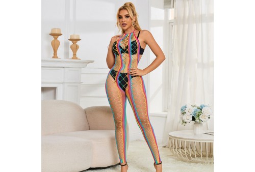 subblime 952358 bodystocking de rejilla cuello halter arcoiris talla única