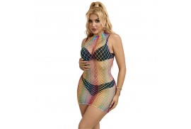 subblime 952433 bodystocking de rejilla sin mangas con cuello alto arcoiris talla única