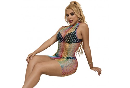 subblime 952433 bodystocking de rejilla sin mangas con cuello alto arcoiris talla única