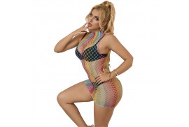 subblime 952433 bodystocking de rejilla sin mangas con cuello alto arcoiris talla única