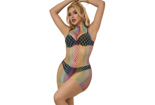 subblime 952433 bodystocking de rejilla sin mangas con cuello alto arcoiris talla única