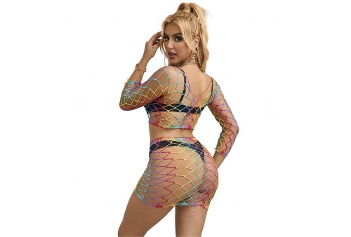 subblime 952440 bodystocking de rejilla 2 piezas manga larga arcoiris talla única