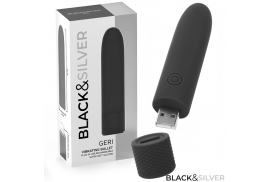 black silver geri bala vibradora recargable por usb 8 vibraciones negro 10 x 22 cm