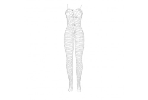 subblime 951740 bodystocking crotchless de rejilla con lazos blanco talla única