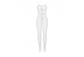 subblime 951740 bodystocking crotchless de rejilla con lazos blanco talla única