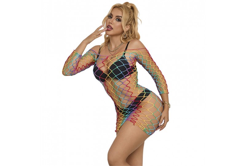 subblime 952426 bodystocking de rejilla manga larga arcoiris talla única