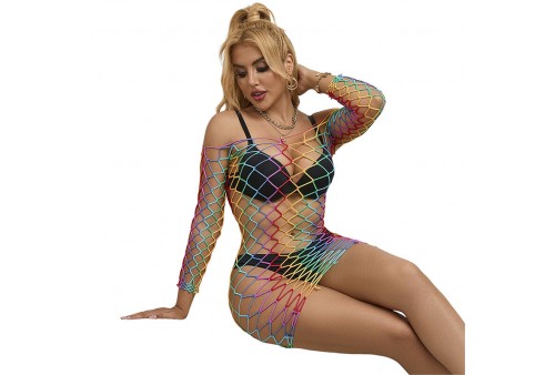 subblime 952426 bodystocking de rejilla manga larga arcoiris talla única