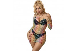 subblime 952426 bodystocking de rejilla manga larga arcoiris talla única