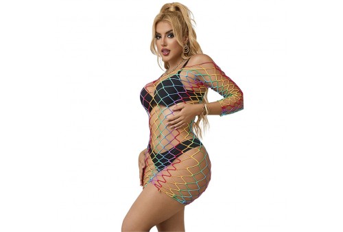 subblime 952426 bodystocking de rejilla manga larga arcoiris talla única